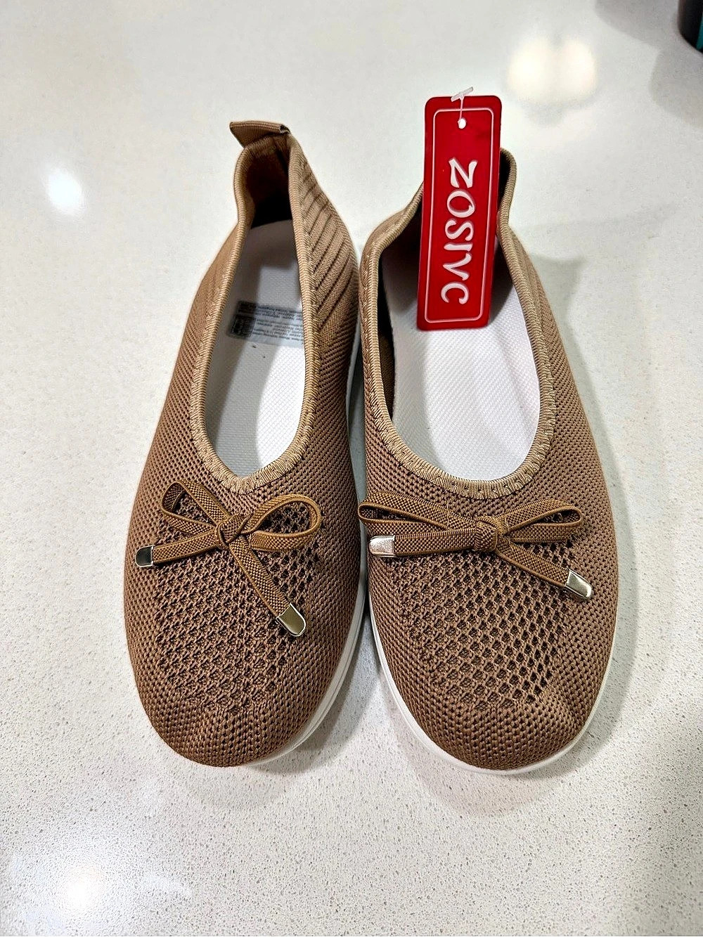 Zosivc  Women's Knit Ballet Flats in Brown NWT